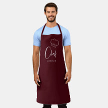 Burgundy cute hat and script personalised chef