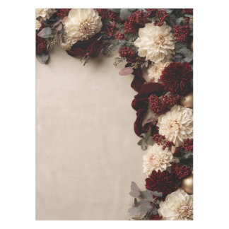 Burgundy Dahlia Christmas Floral Tablecloth