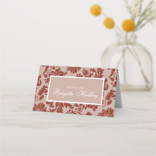 Burgundy damask custom place card