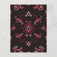 Burgundy Damask Floral Ornament Pattern