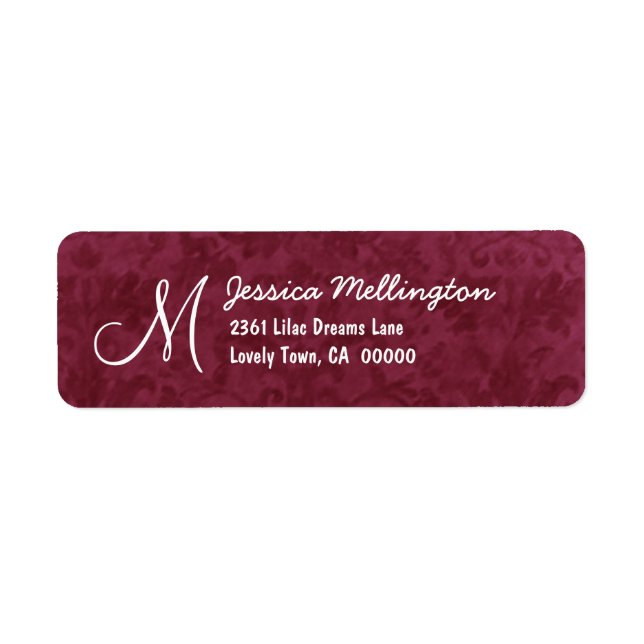 Burgundy Damask Monogram M Wedding V01 (Front)
