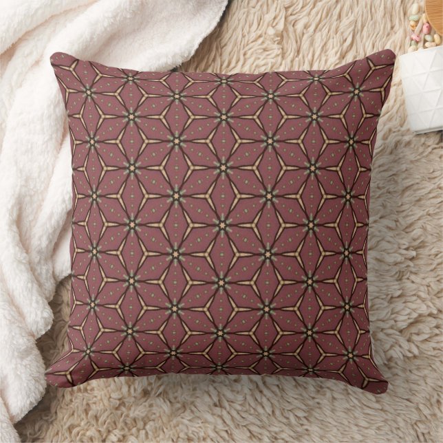 Burgundy Dandelion Seed Pattern with Black Outline Cushion (Blanket)
