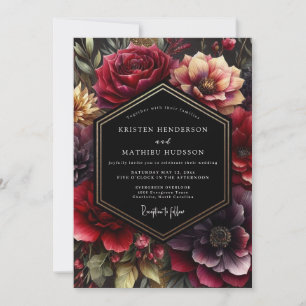 Burgundy Dark Bloom Wedding Invitation