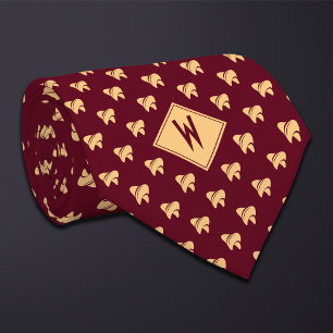 Burgundy Dentist Hygienist Tooth Icon Tie