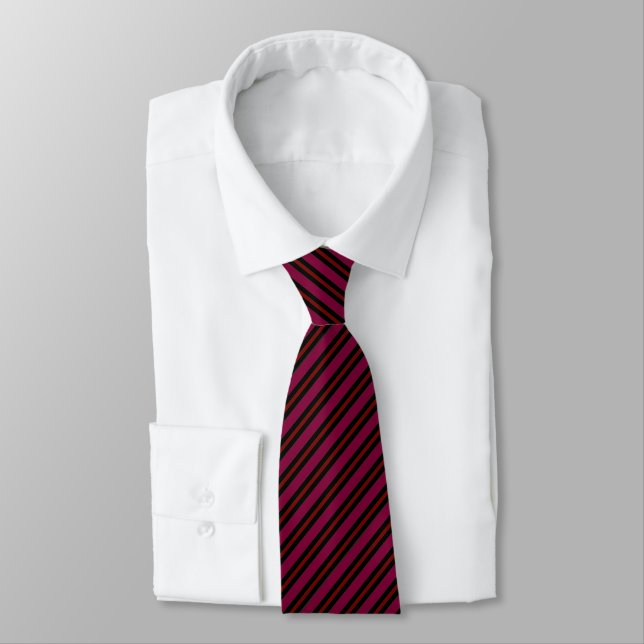 Burgundy Diagonal Striped Tie (Tied)