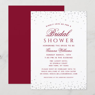 Burgundy Diamonds Modern Luxury Bridal Shower Invitation