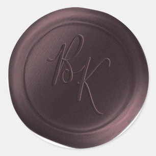 Burgundy Double Monogram Faux Wax Seal Stickers