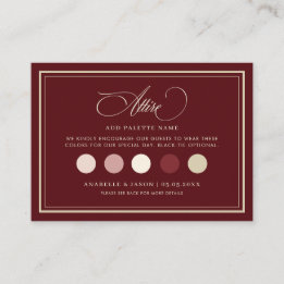 Burgundy Dress Code Wedding Guest Attire QR Code Enclosure Card