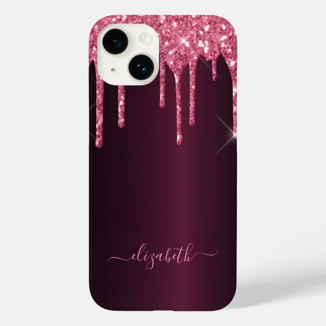 Burgundy drips script Case-Mate iPhone case (Back)