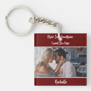 Burgundy Drive Safe Photo Gift Husband Boyfriend Key Ring
