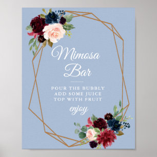 burgundy dusty blue bridal shower mimosa bar sign