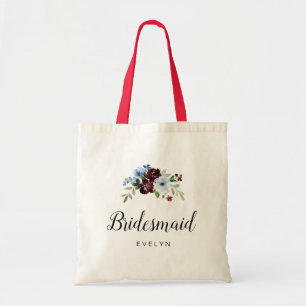 burgundy dusty blue Bridesmaid Tote Bag