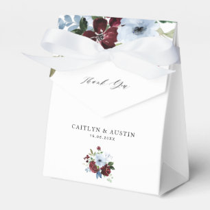 burgundy & dusty blue floral wedding favour box