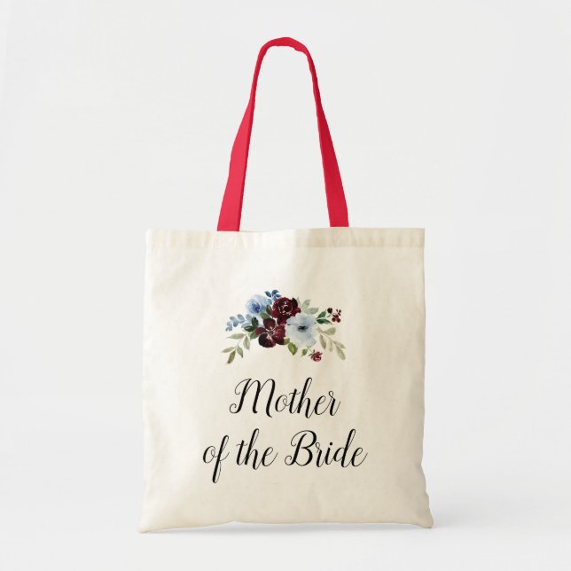 burgundy dusty blue mother of the bride tote bag (Front)