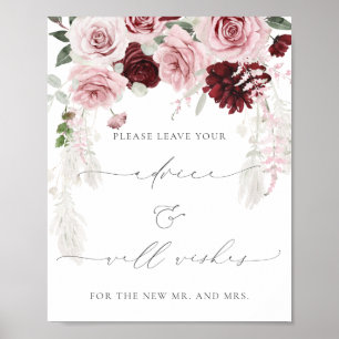 Burgundy Dusty Rose Advice & Wishes Poster Sign