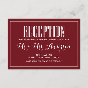 Burgundy Eat Drink and be Married Reception Enclosure Card