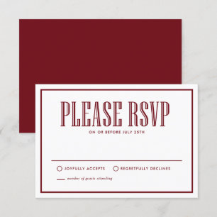 Burgundy Eat Drink and be Married Wedding RSVP Card