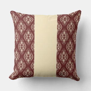Burgundy (Edged) & Cream Patterned Elegance Cushion