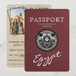 Burgundy Egypt Passport Wedding Save the Date