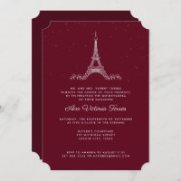 Burgundy Eiffel Tower Under the Stars Quinceañera