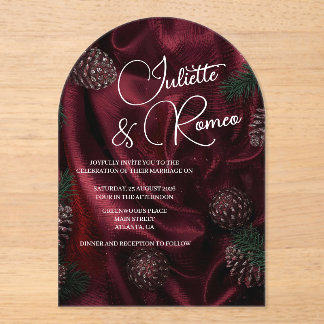 Burgundy Elegance  Acrylic Invitations