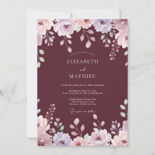 Burgundy Elegant Autumn Wedding Invitation