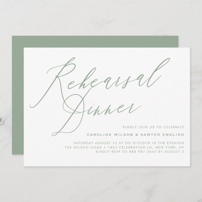 Burgundy Elegant Calligraphy Rehearsal Dinner Invitation (Front/Back)