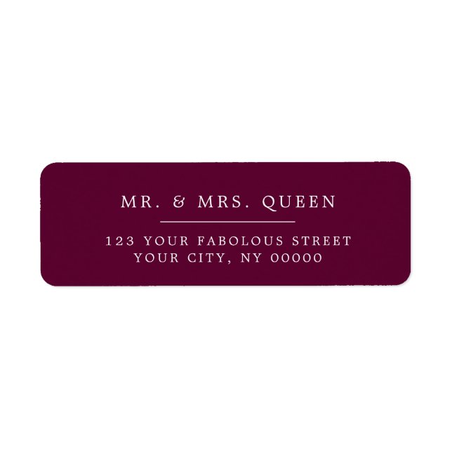 Burgundy Elegant Classic Simple Return Address (Front)