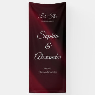 Burgundy Elegant Fabric Wedding Welcome Sign,Linen Banner