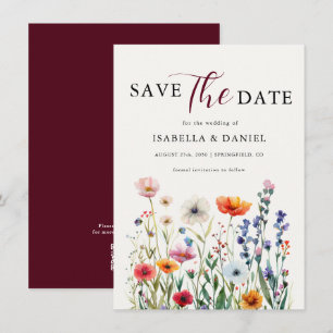 Burgundy Elegant Floral Wedding Save The Date