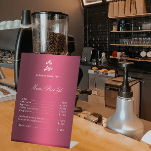 Burgundy elegant menu price list pedestal sign