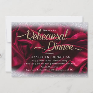 Burgundy Elegant Minimal Wedding Rehearsal Dinner Invitation