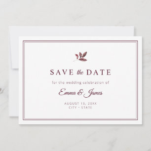 Burgundy Elegant Minimalist Wedding Save The Date