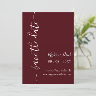 Burgundy Elegant Modern Save The Date