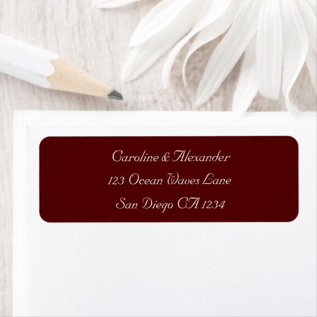 Burgundy Elegant Modern Wedding Return Address (Insitu)