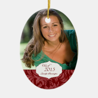 Burgundy elegant pattern graduation photo ornament