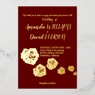 Burgundy Elegant Real Golden Foil Invitation