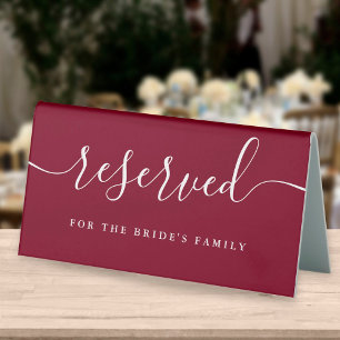 Burgundy Elegant Script Wedding Reserved