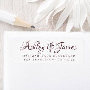Burgundy Elegant Script Wedding Return Address