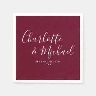 Burgundy Elegant Signature Wedding Napkin