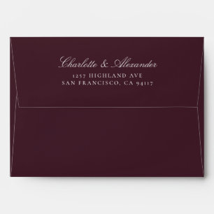 Burgundy Elegant Wedding Return Address Envelope