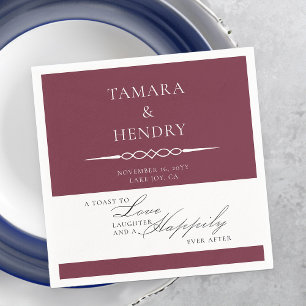 Burgundy Elegant Wedding Toast Personalised Napkin