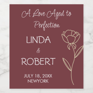 Burgundy Elegant Wedding Wine Label 