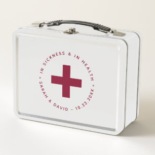 Burgundy Emergency Kit In Sickness and in Health  Metal Lunch Box