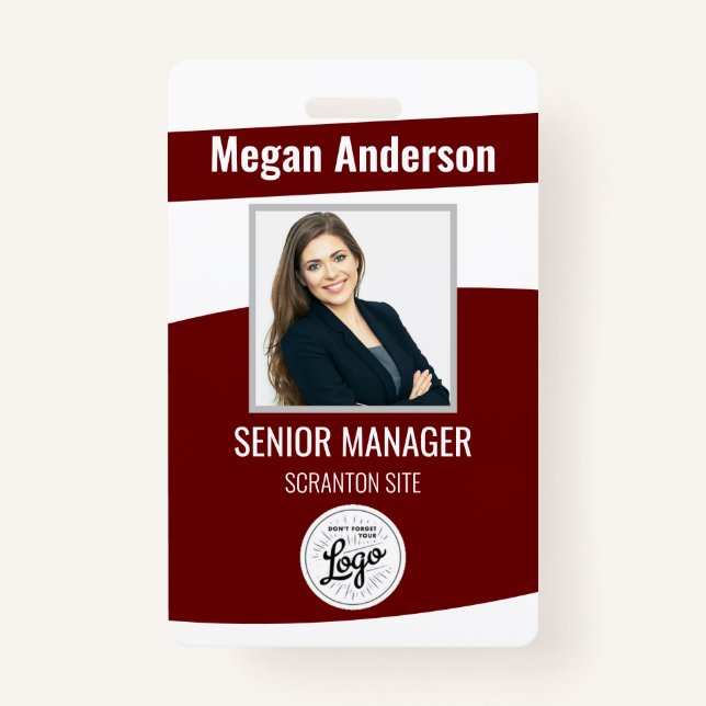 Burgundy Employee Photo ID Badge (Front)