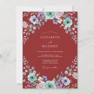 Burgundy Ethereal Arch Wedding Invitation