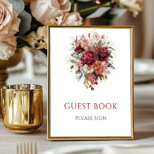 Burgundy Eucalyptus Fall Guest Book Tabletop Sign