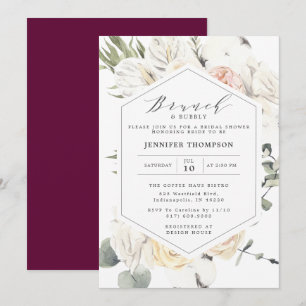 Burgundy Eucalyptus Floral Geometric Bridal Shower Invitation
