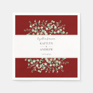 Burgundy Eucalyptus Together Forever Wedding Napkin
