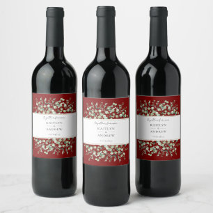 Burgundy Eucalyptus Together Forever Wedding Wine Label
